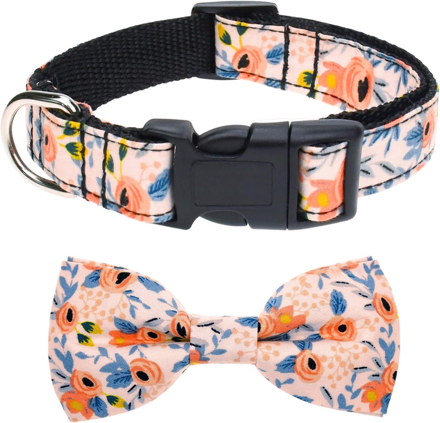 Christmas Dog Collar with Bow Tie, Christmas Classic Plaid Dog Collar Soft Durable Holiday Dog Collar for Small Medium Large Dogs Pet Puppy (Blue, Small)