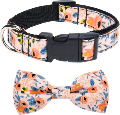 Christmas Dog Collar with Bow Tie, Christmas Classic Plaid Dog Collar Soft Durable Holiday Dog Collar for Small Medium Large Dogs Pet Puppy (Blue, Small)